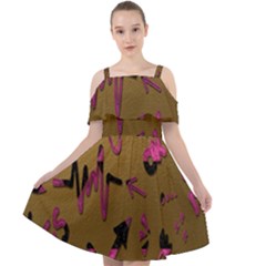 Doodles,gold Cut Out Shoulders Chiffon Dress by nateshop