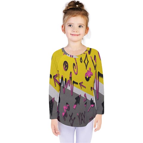 Doodles,gray Kids  Long Sleeve Tee by nateshop