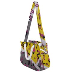 Doodles,gray Rope Handles Shoulder Strap Bag by nateshop