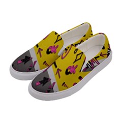 Doodles,gray Women s Canvas Slip Ons by nateshop