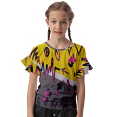 Doodles,gray Kids  Cut Out Flutter Sleeves by nateshop