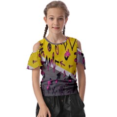 Doodles,gray Kids  Butterfly Cutout Tee by nateshop