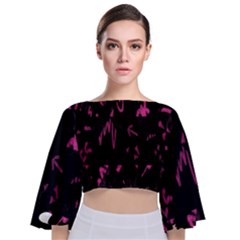 Doodles-black Tie Back Butterfly Sleeve Chiffon Top by nateshop