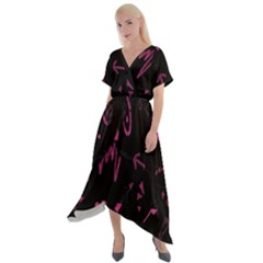 Doodles-black Cross Front Sharkbite Hem Maxi Dress by nateshop