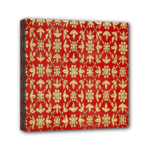 Gold-red Flower Mini Canvas 6  X 6  (stretched) by nateshop