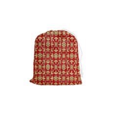 Gold-red Flower Drawstring Pouch (small) by nateshop