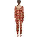 Gold-red Flower Long Sleeve Catsuit View2