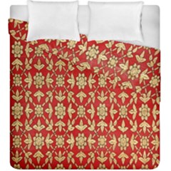 Gold-red Flower Duvet Cover Double Side (king Size) by nateshop