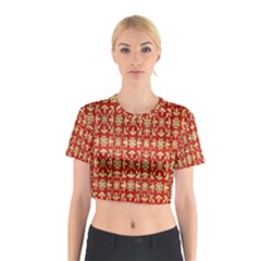 Gold-red Flower Cotton Crop Top by nateshop