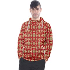 Gold-red Flower Men s Pullover Hoodie