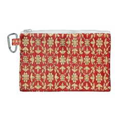 Gold-red Flower Canvas Cosmetic Bag (large) by nateshop