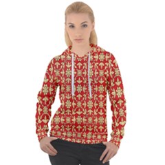 Gold-red Flower Women s Overhead Hoodie