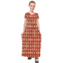 Gold-red Flower Kids  Short Sleeve Maxi Dress View1