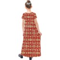 Gold-red Flower Kids  Short Sleeve Maxi Dress View2