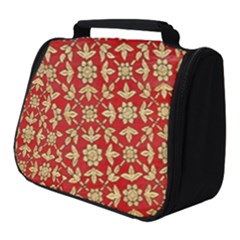 Gold-red Flower Full Print Travel Pouch (small) by nateshop