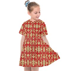 Gold-red Flower Kids  Sailor Dress by nateshop