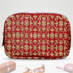 Gold-red Flower Make Up Pouch (small) by nateshop