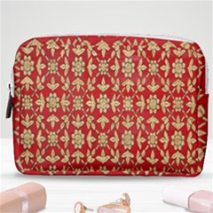 Gold-red Flower Make Up Pouch (medium) by nateshop