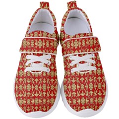 Gold-red Flower Women s Velcro Strap Shoes by nateshop