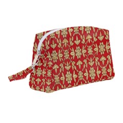 Gold-red Flower Wristlet Pouch Bag (medium) by nateshop