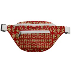 Gold-red Flower Fanny Pack by nateshop