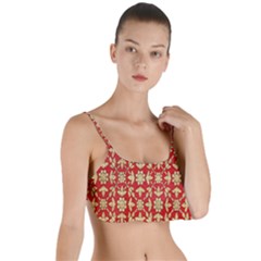 Gold-red Flower Layered Top Bikini Top  by nateshop