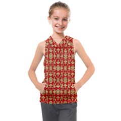 Gold-red Flower Kids  Sleeveless Hoodie by nateshop