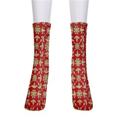 Gold-red Flower Crew Socks by nateshop