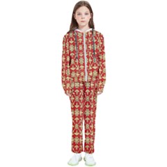 Gold-red Flower Kids  Tracksuit by nateshop