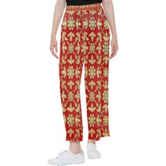 Gold-red Flower Women s Pants  by nateshop