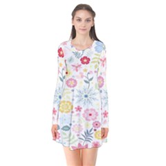 Graphic Art 002 Long Sleeve V-neck Flare Dress by nateshop