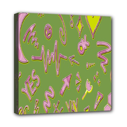 Green Yes Pink Mini Canvas 8  X 8  (stretched) by nateshop