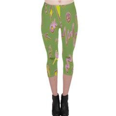 Green Yes Pink Capri Leggings  by nateshop