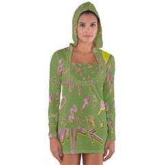 Green Yes Pink Long Sleeve Hooded T-shirt by nateshop