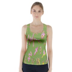 Green Yes Pink Racer Back Sports Top by nateshop