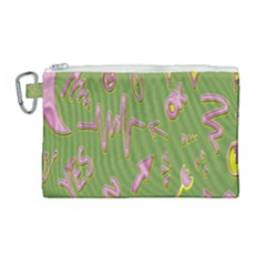 Green Yes Pink Canvas Cosmetic Bag (large) by nateshop