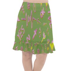 Green Yes Pink Fishtail Chiffon Skirt by nateshop