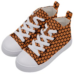 Cute Pumpkin Black Small Kids  Mid-top Canvas Sneakers by ConteMonfrey