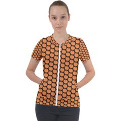 Cute Pumpkin Black Small Short Sleeve Zip Up Jacket by ConteMonfrey