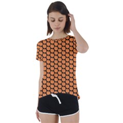 Cute Pumpkin Black Small Short Sleeve Foldover Tee by ConteMonfrey