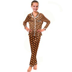 Cute Pumpkin Black Small Kid s Satin Long Sleeve Pajamas Set by ConteMonfrey