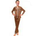 Cute Pumpkin Black Small Kid s Satin Long Sleeve Pajamas Set View1