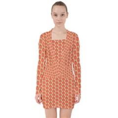 Cute Pumpkin Small V-neck Bodycon Long Sleeve Dress by ConteMonfrey