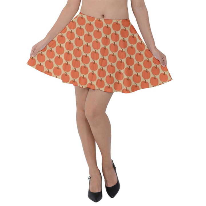 Cute Pumpkin Small Velvet Skater Skirt