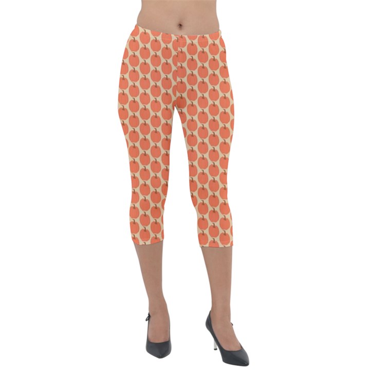 Cute Pumpkin Small Lightweight Velour Capri Leggings 