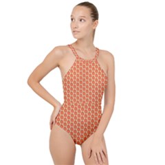 Cute Pumpkin Small High Neck One Piece Swimsuit by ConteMonfrey