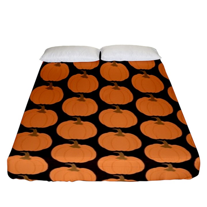 Black And Orange Pumpkin Fitted Sheet (California King Size)