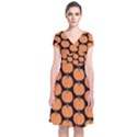 Black And Orange Pumpkin Short Sleeve Front Wrap Dress View1