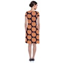 Black And Orange Pumpkin Short Sleeve Front Wrap Dress View2