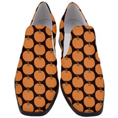 Black And Orange Pumpkin Women Slip On Heel Loafers